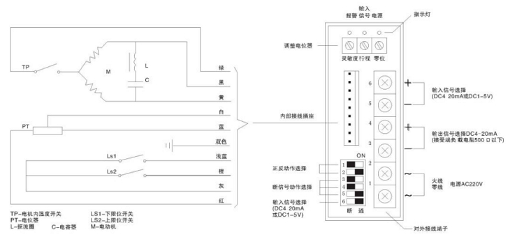 電動液氮調節(jié)閥（單項AC220V）接線圖